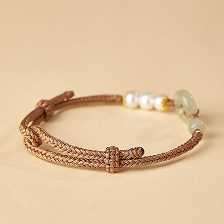 Armband Hetian Jade Perle Peace Buckle Glück Kordel