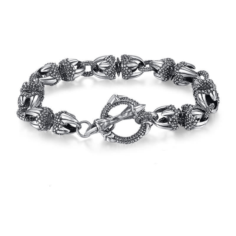 Silbernes Drachen Armband mit strukturiertem Design eleganter Verschluss