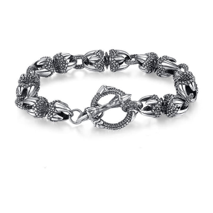 Silbernes Drachen Armband mit strukturiertem Design eleganter Verschluss