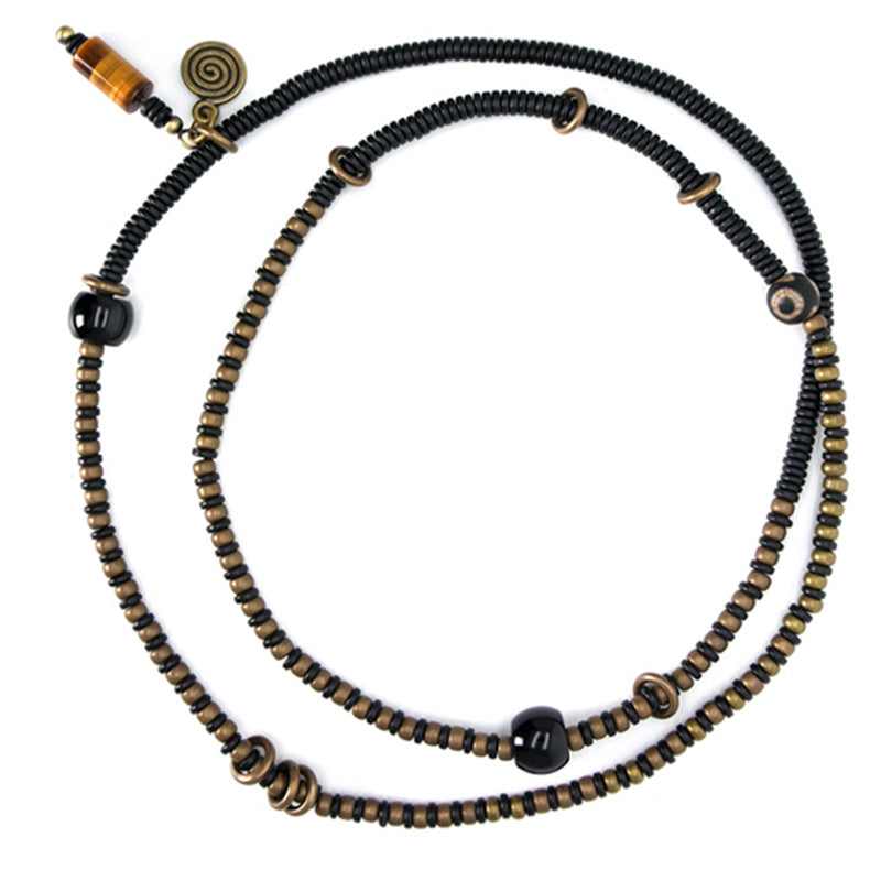 Armband Kupfer Ebenholz Paar Frieden schwarze Perlen Spirale elegantes Design