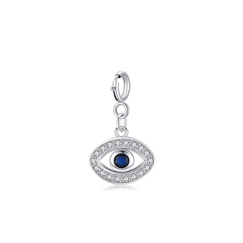 Silber 925 Böses Auge Charm Anhänger Zirkonia blau