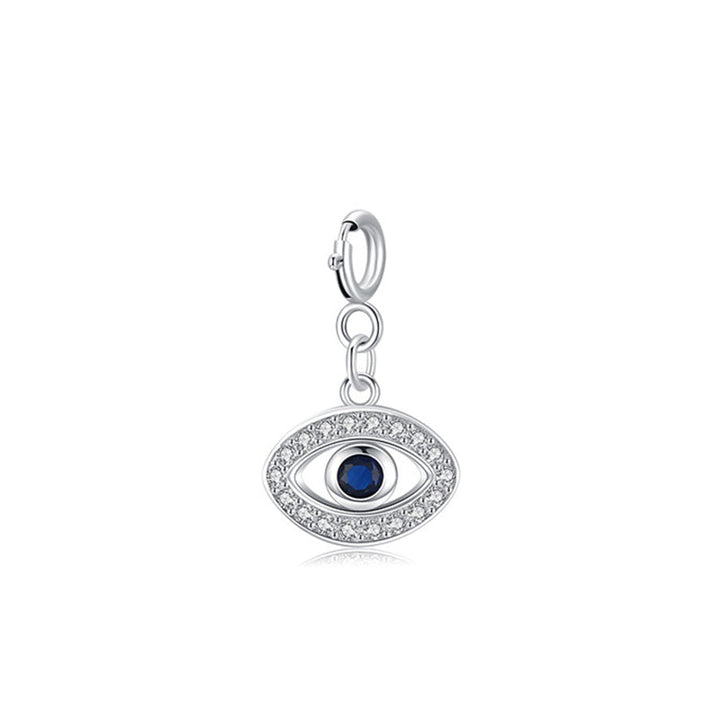 Silber 925 Böses Auge Charm Anhänger Zirkonia blau