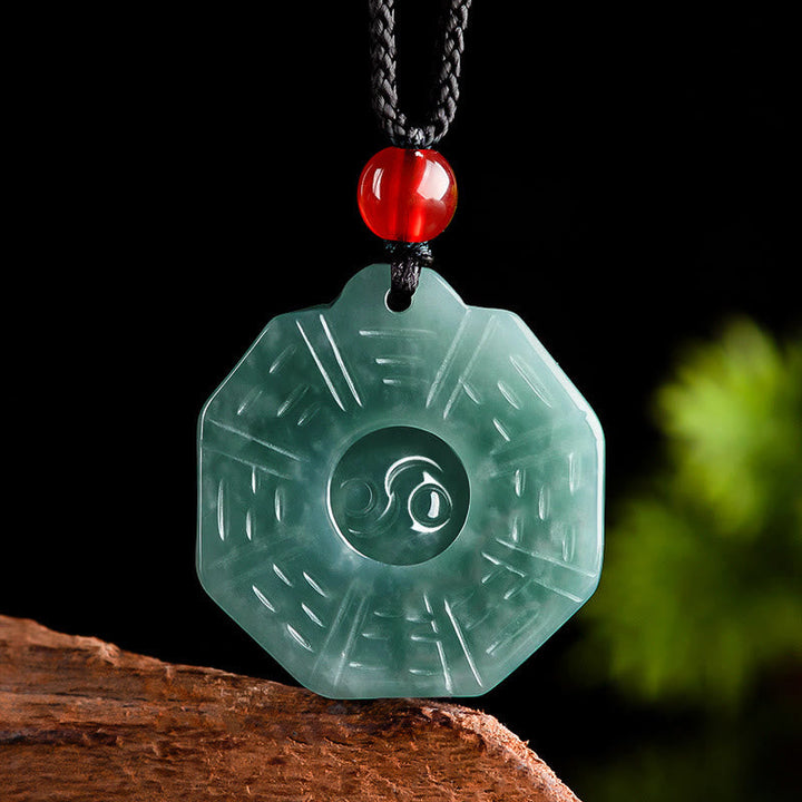 Jade Kette Yin Yang Bagua Natur Wohlstand Anhänger