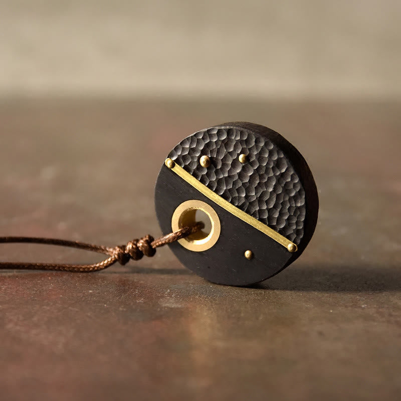 Ebenholz Kette Yin Yang Kupfer Buddha