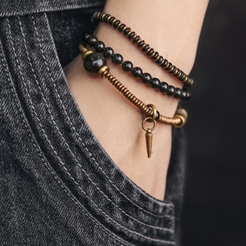 Armband Regenbogen Obsidian Ebenholz - Heilung