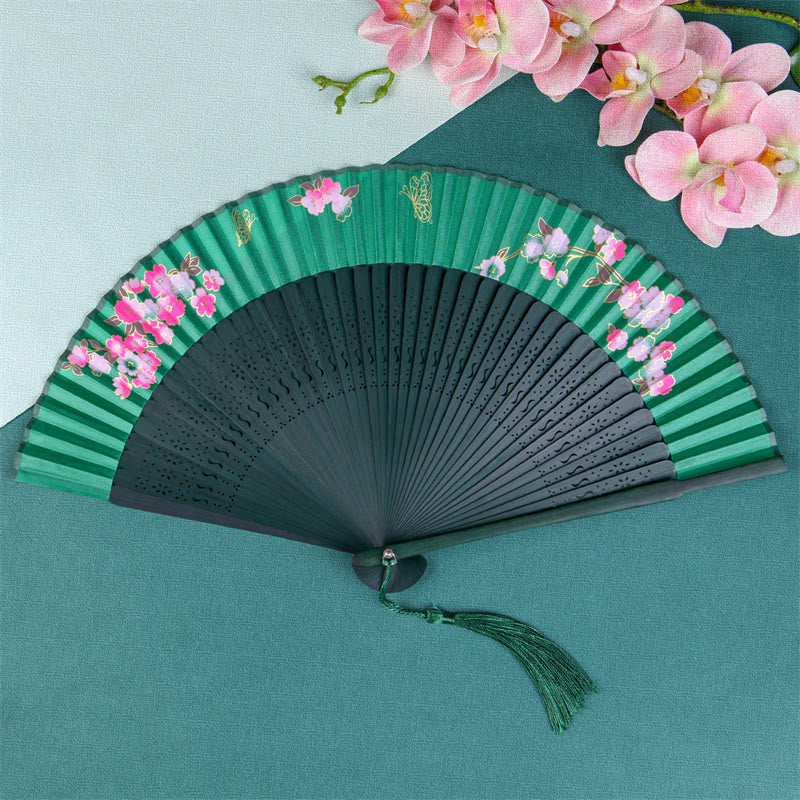 Seidenfächer Sakura Kamelie Grüne Kamelie