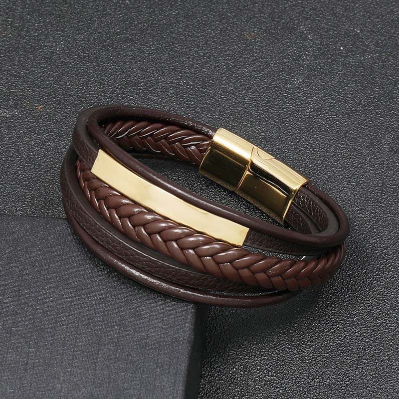 Armband Leder Titanstahl Minimalistisch - Glück