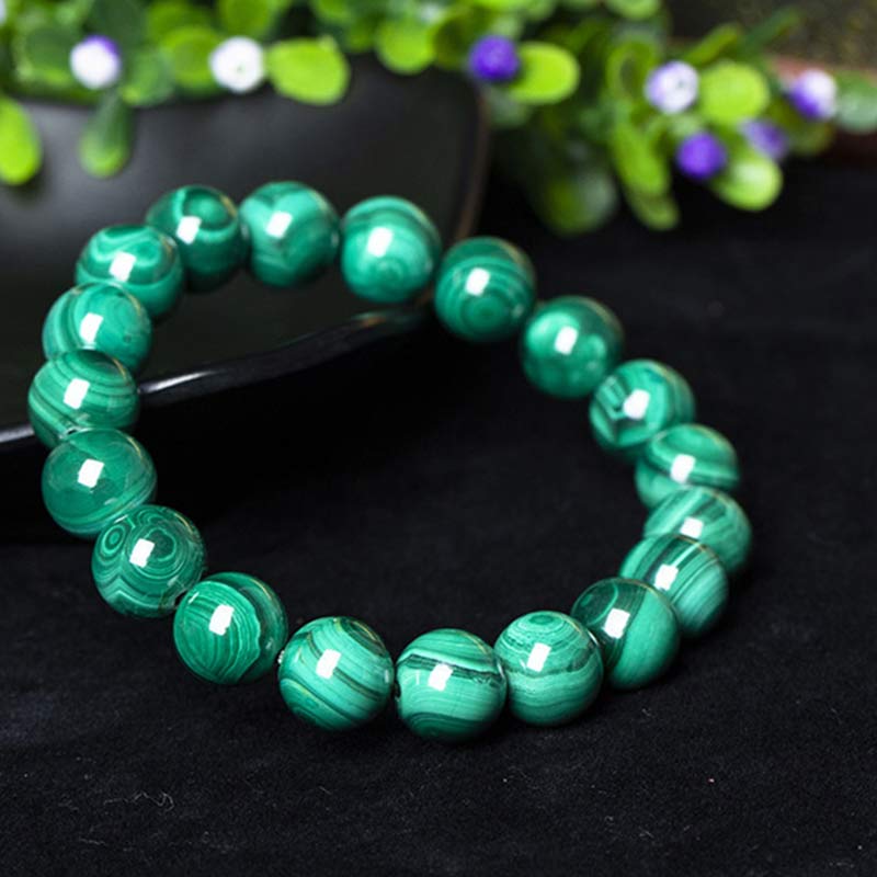 Mala Malachit Armband grüne Naturstein Perlen elastisch Schutz Ruhe