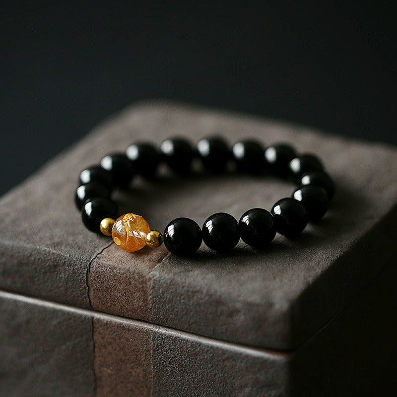 Armband Obsidian Onyx Kristall Drache Stärke Energie