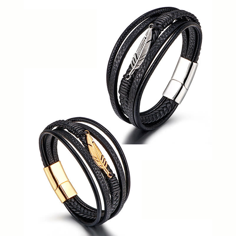 Schwarzes Lederarmband Magnetisch mit silbernem Verschluss Armband Magnetisch – Ruhe