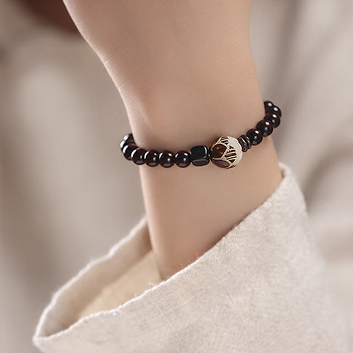 Schwarzes Sandelholz Bodhi Lotus Armband Handgelenk Schutz Naturstein