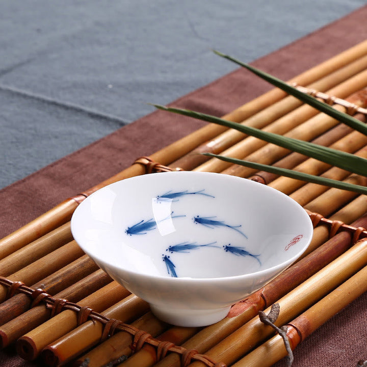 Teetassen Aus Porzellan Koi Blau Weiß Jingdezhen Sechs Koi-Fische