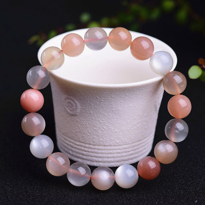 Armband Mondstein Mond – Wohlstand Perlenarmband rosa weiß glänzend