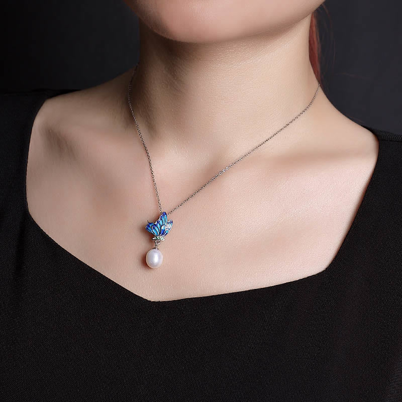 Kette Perle Schmetterling Heilung Damen