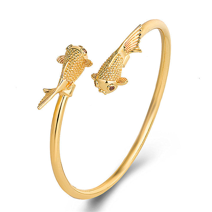 Goldenes Armband Kupfer Koi Fisch – Wohlstand Fischdesign Freistellung