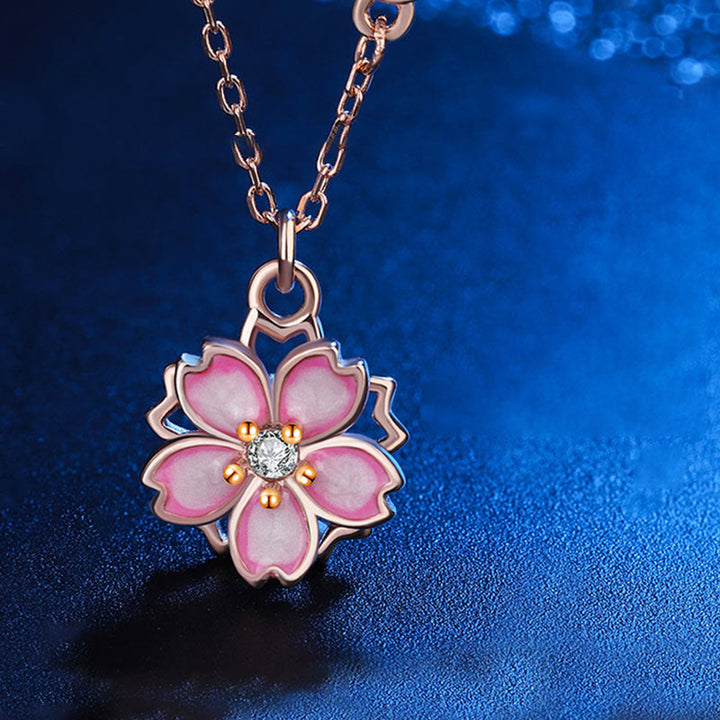 Kette 925er Silber Kirschblüte rosa Roségold Zirkonia