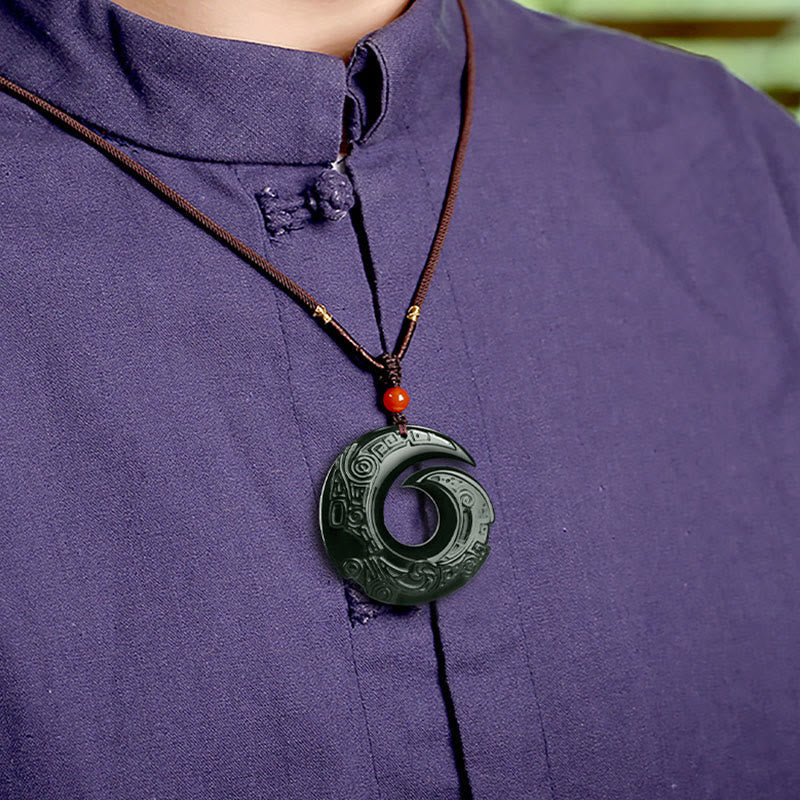Kette Hetian Cyan Jade Anhänger Natur Glück