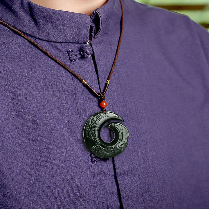 Kette Hetian Cyan Jade Anhänger Natur Glück
