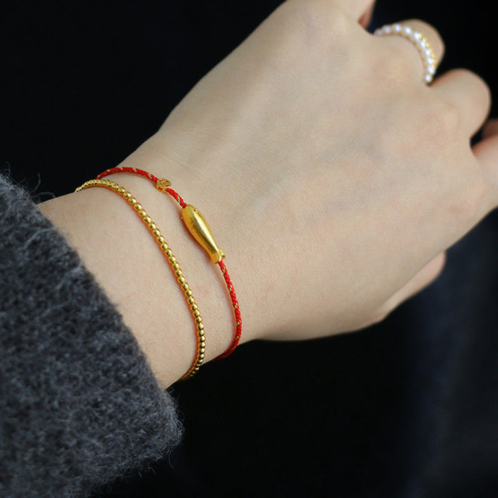 Armband Koi Fisch Glück Wohlstand rotes Gold Perlen Handgelenk elegante Kombination