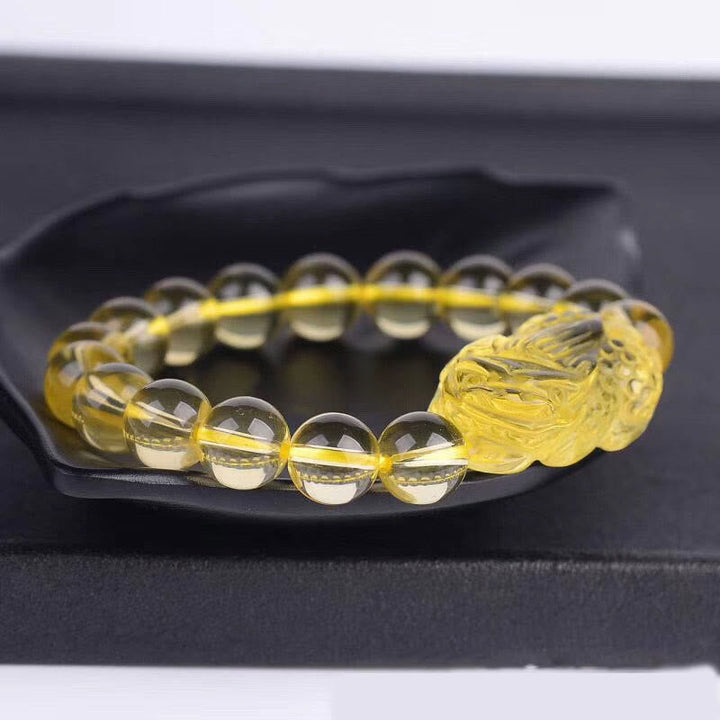 Armband Citrin Pixiu – Energie mit gelbem Stein und Perlen