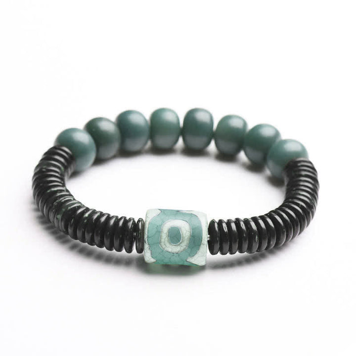 Armband Tibet Cyan Bodhi Samen Dzi Perlen schwarze Schnur elastisch