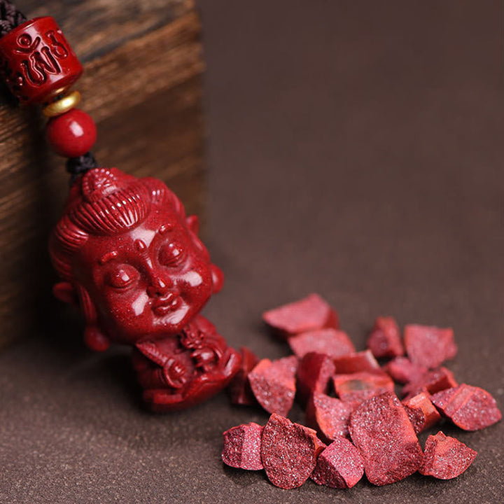 Kette Zinnober Edelstein Buddha Anhänger rot