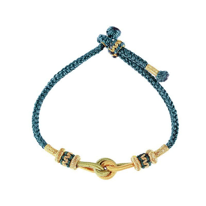 Türkises Armband Knotting Faith Stärke geflochten golden Verschluss elegant