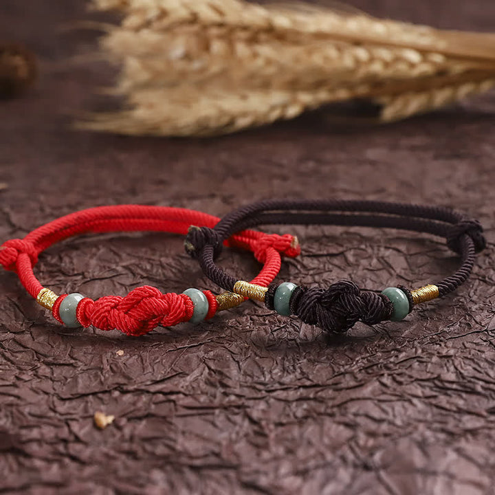 Armband Rotes Band Jade - Glück Knoten