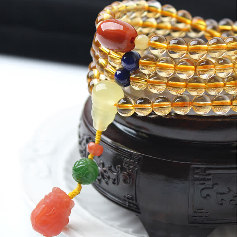 Armband Roter Achat Citrin Pixiu mit Perlen und Steinen elegant.