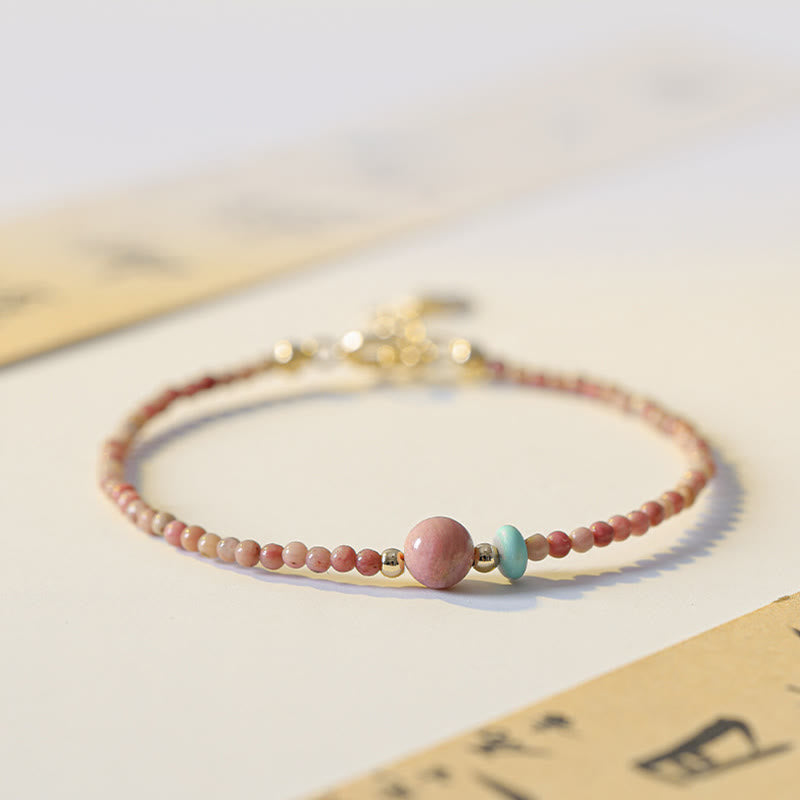 Armband – Energie mit Rosenquarz und Türkis Perlen elegant.