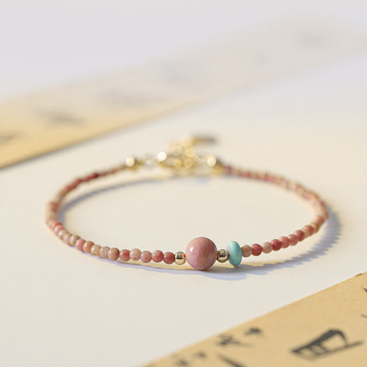 Armband – Energie mit Rosenquarz und Türkis Perlen elegant.