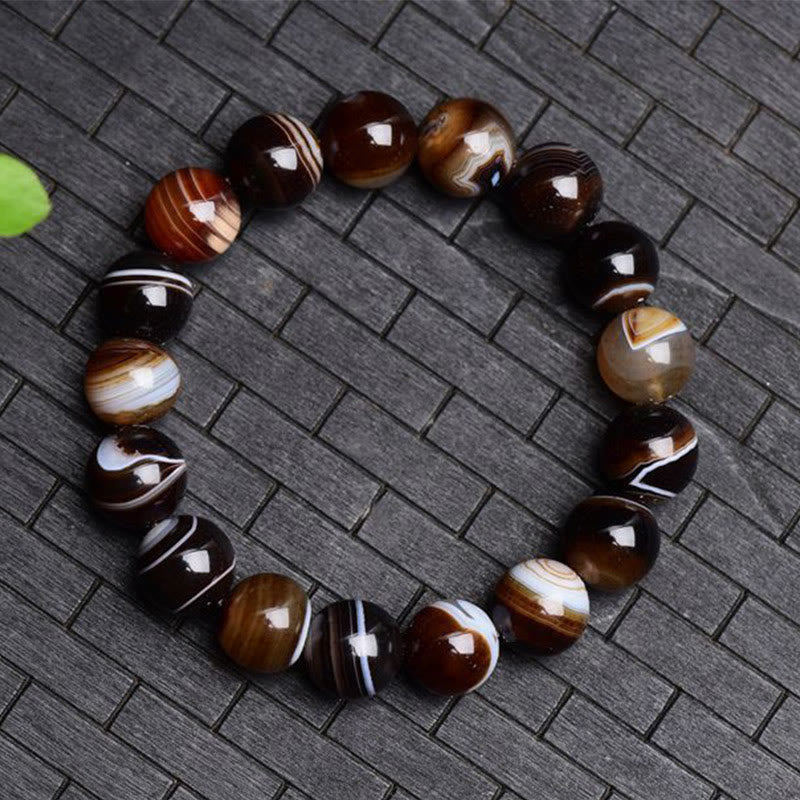 Armband Onyx – Glück Energie, braune Tigerauge Perlen elastisch natürlich.
