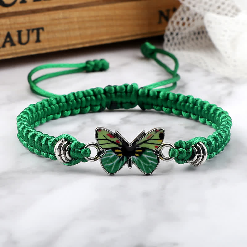 Grünes Armband Schmetterling – Liebe mit Schmetterlingsanhänger Flachaufnahme