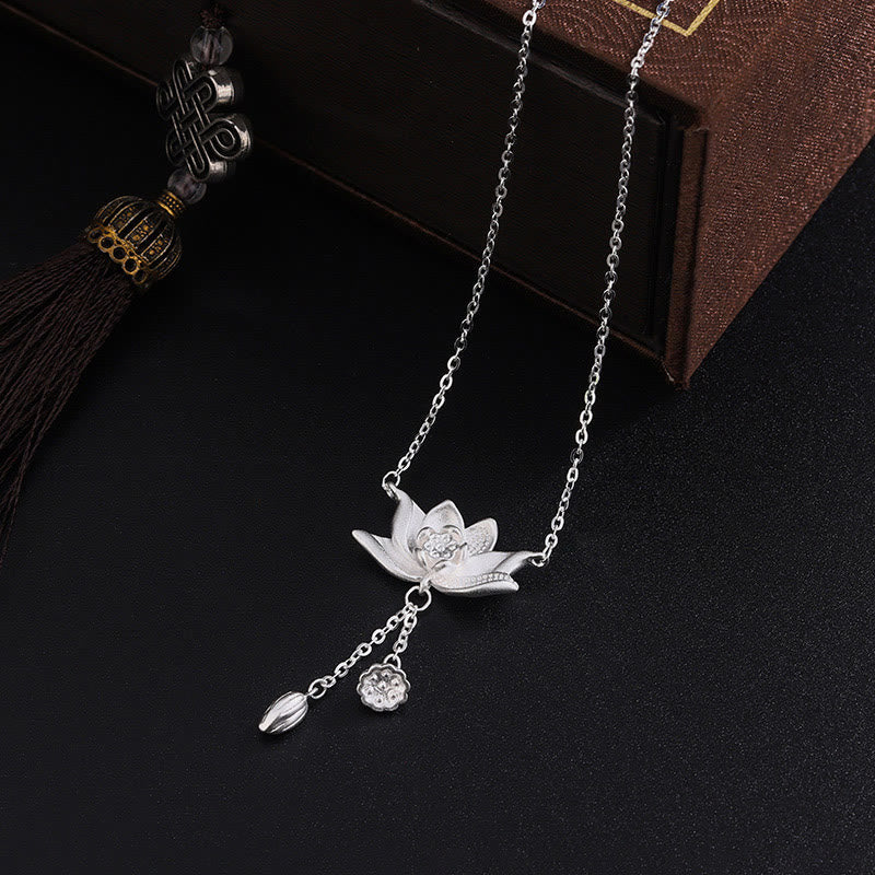 Kette Sterlingsilber Lotus Blume Erleuchtung Anhänger