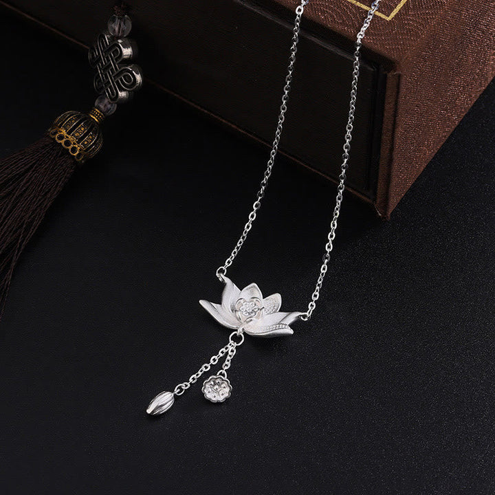 Kette Sterlingsilber Lotus Blume Erleuchtung Anhänger