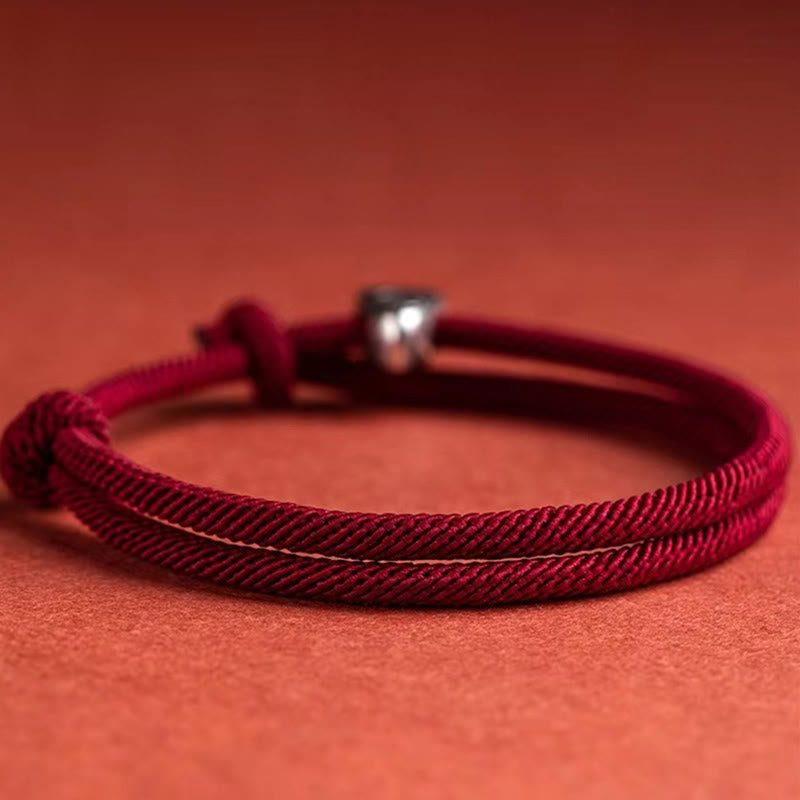 Armband 925 Silber Fu Zeichen Segen Handgemacht Geflochten