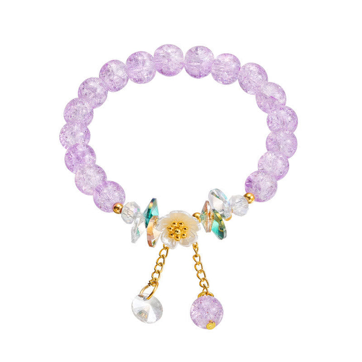 Amethyst Armband Blume Glas Perlen violett elegant Handschmuck