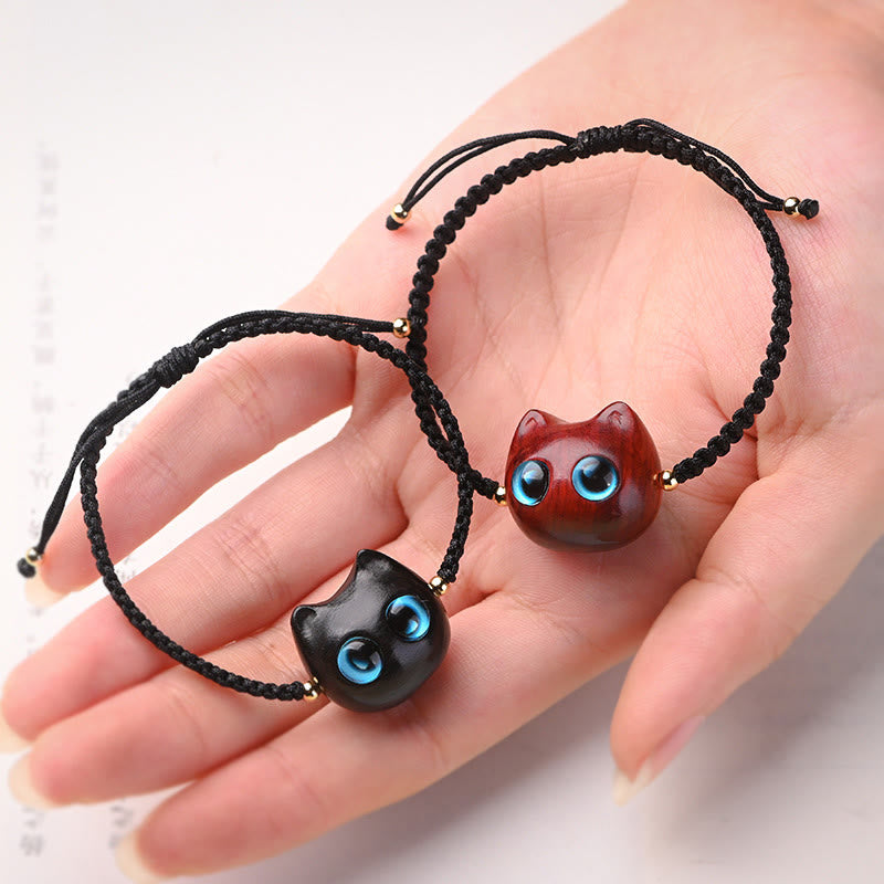 Armband Sandelholz Ebenholz Katze – Schutz & Ruhe