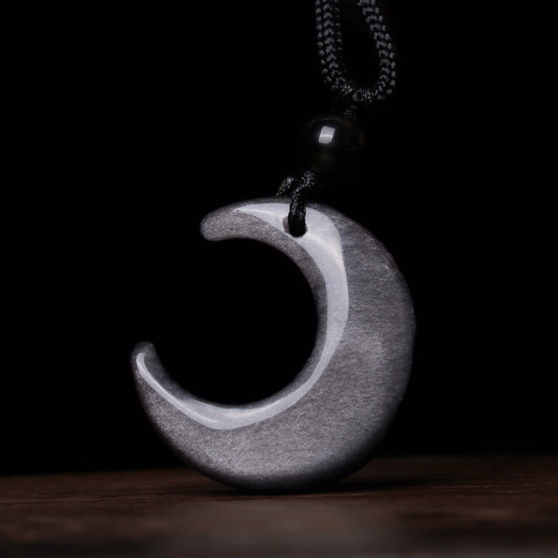 Mondstein Kette Yin Yang Anhänger schwarze Schnur Naturstein Pendant