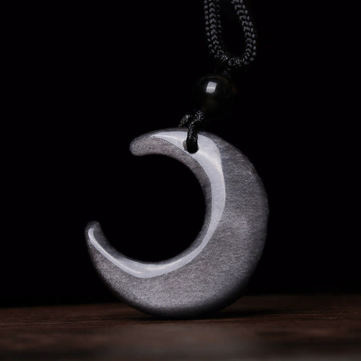 Mondstein Kette Yin Yang Anhänger schwarze Schnur Naturstein Pendant