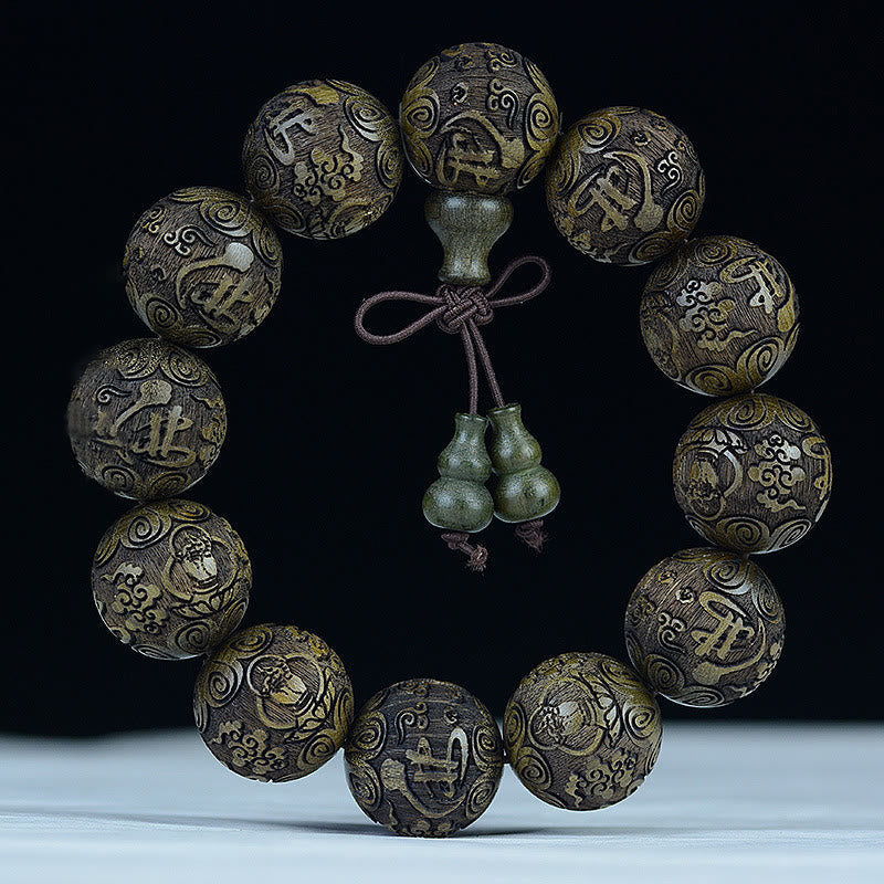 Chinesisches Tierkreis Armband Rosenholz Kupfer Perlen elastisch Schmuck