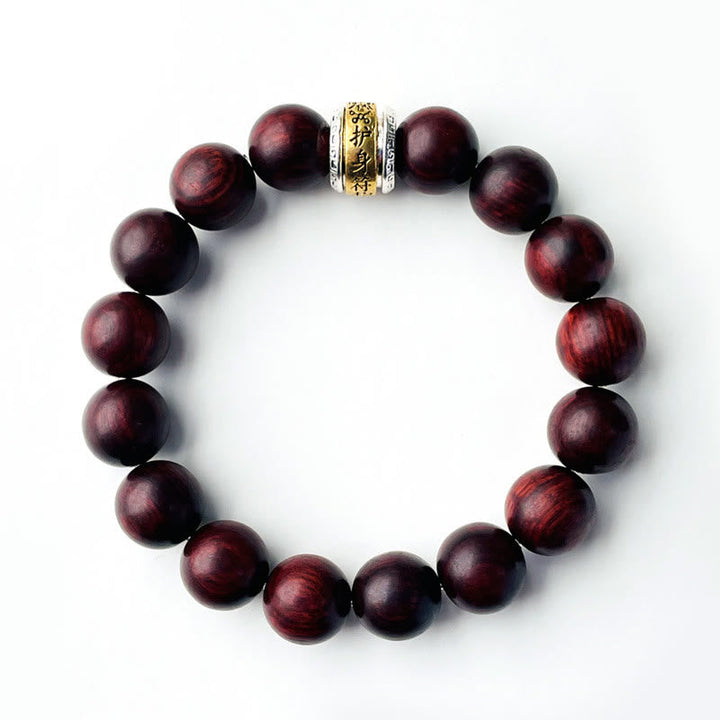 Sandelholz Armband mit silbernem Spacer Perlen elastisch