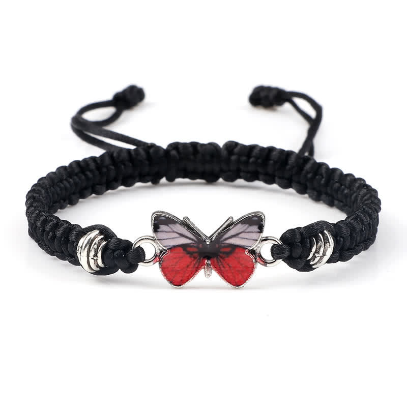 Armband Schmetterling – Liebe mit rotem Schmetterling schwarzes Makramee Armband