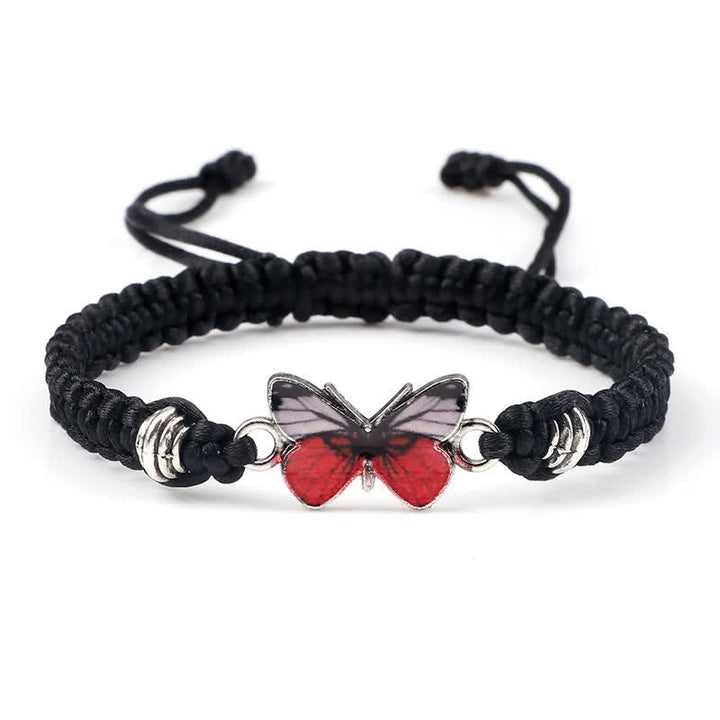 Armband Schmetterling – Liebe mit rotem Schmetterling schwarzes Makramee Armband
