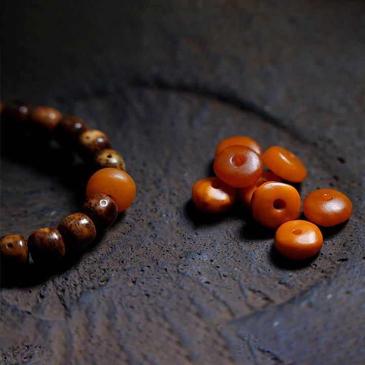 Bodhi Achat Armband Wohlstand braune orange Perlen Naturstein Schmuck