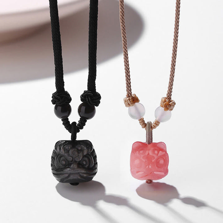 Kette Obsidian Quarz Anhänger Stein Schutz