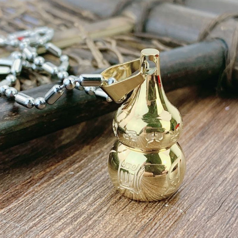 Kette Titanium gold Kalebasse Anhänger Glücksbringer