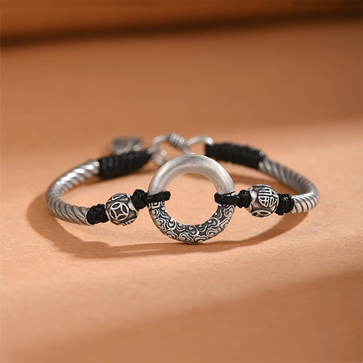 Armband 925 Silber Kupfer Fu-Zeichen Frieden Glück Handgelenk getragen