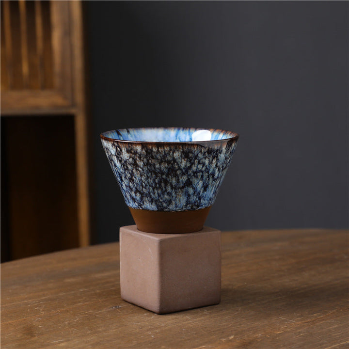 Teetasse Japanisch Retro Ofenglasur Keramik Ofenglasur Blau