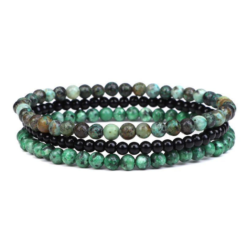 Armband Kristall – Frieden grüne Jade schwarzer Onyx Naturstein elastisch